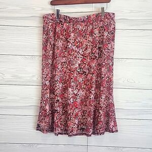 Christopher & Banks abstract print pull-on skirt - pink Women's Size 1X